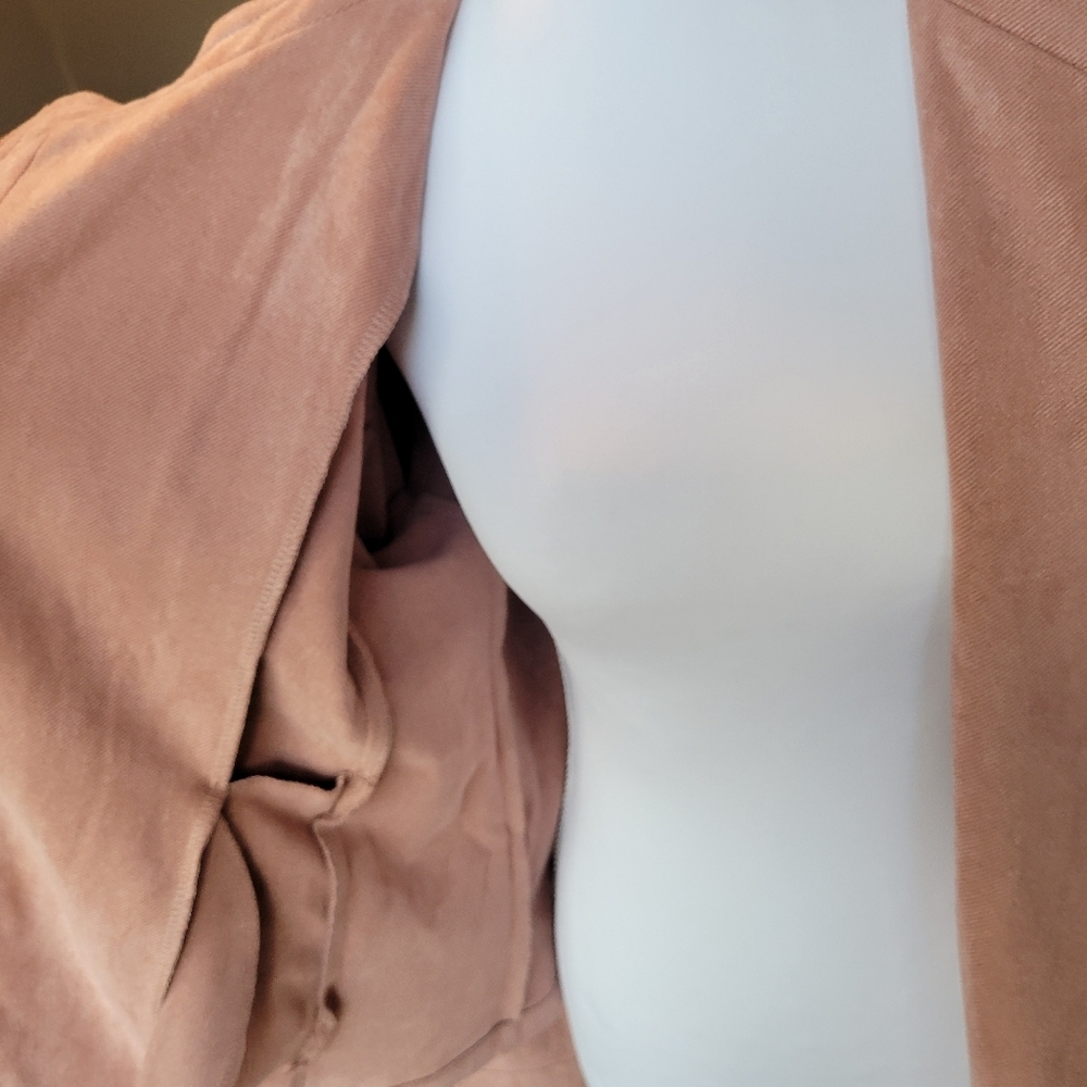 Paper Crane Pink Faux Suede Moto Style Zip Up Jacket - Picture 7 of 11
